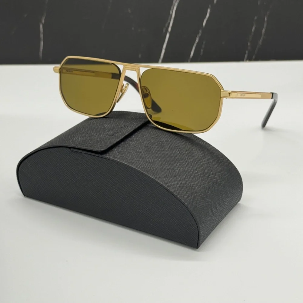 NEW SPR A53 1BK01T PRADA PRA53S 1BK01T UNISEX SUNGLASSES PR A53S 1BK01T GOLD